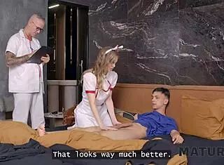 Blonde Nurse's Tight Pussy Blowjob