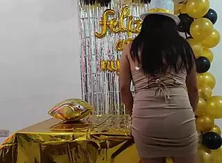 Hot Busty Executive Fantasizes About New Year Sex at Work. Shaved Pussy Awaits Action.