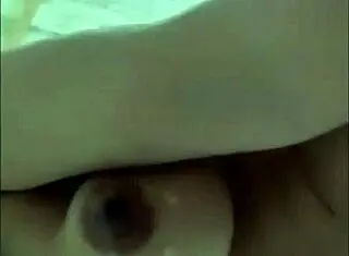 Housewife licks girlfriend intensely during video call sex in shower