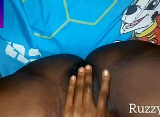 Fingering her creamy pussy early in the garage with ruzzyde