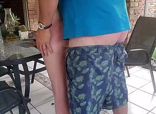 Outdoor Encounter with Neighbor's Wife on the Patio Balcony