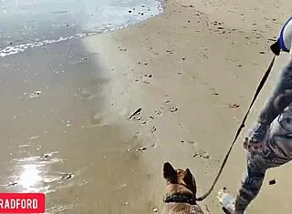 Bikini Beauty Struts on Public Beach