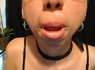 Skinny Goth Teen Drools Over Nude Lipstick