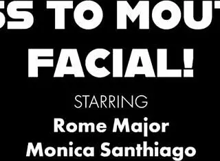 Busty thick MILF Monica Santhiago enjoys licking and getting her ass fucked by Rome Major's big black cock