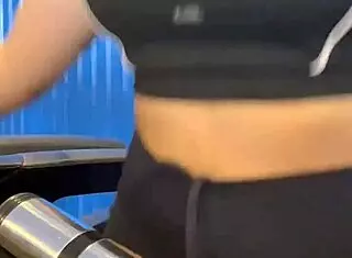 hot babe masturbates in crowded bathroom after workout