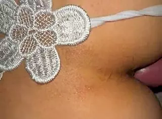 Asian Bunny In Uniform Enjoys Homemade Fun With Fishnets