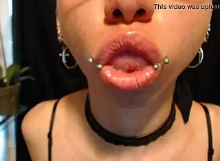 Skinny Goth Teen Drools Over Nude Lipstick