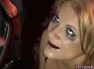 this fetish slut swallows piss in a wild 4some, interracial group action 😈