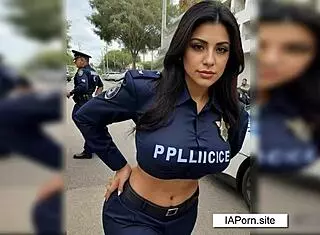 police officer flaunts big tits in public uniform