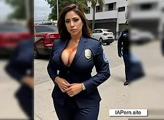 police officer flaunts big tits in public uniform