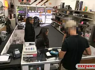 Couple Bitches Caught Stealing, Punished Hard by Pawn Keeper in Garage