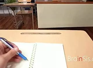 Teacher and Student Step Sibling DUOS THRASH in Classroom THREESOME