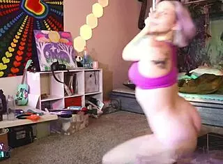 Cute tattooed nymph masturbates her wet pussy while teasing and twerking nude