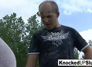 knocked up slut sucks cock and gets fucked outdoors