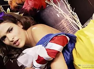 cute brunette blowjob then rides thick cock on sofa