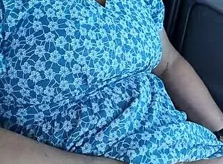 In the public carpark, a housewife gets caught wanking