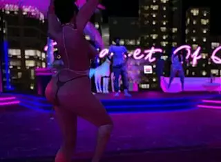 i'm flashing my big tits in a microbikini at the night club while dancing