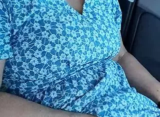 In the public carpark, a housewife gets caught wanking