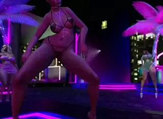 i'm flashing my big tits in a microbikini at the night club while dancing