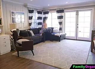 I join my partner and stepdaughter for family orgasm after cooking with face sitting rimjob