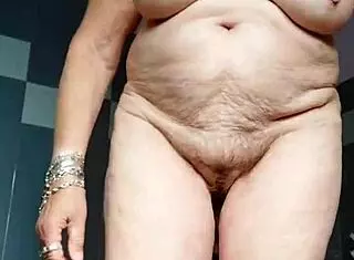 Granny Enjoys Hairy Pussy Play with Cucumber