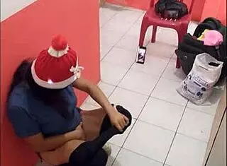 Nurse Showing Ass in Hospital Hallway on Christmas