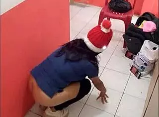 Nurse Showing Ass in Hospital Hallway on Christmas