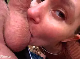 real russian couple films wild blowjob in forest. didn’t expect it to get so intense!