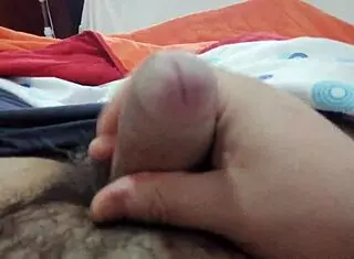 Solo masturbation with cock massage