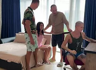 Kissing my CUCKOLD husband with MOUTH FULL of CUM after HOT SEX with lovers