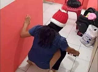 Nurse Showing Ass in Hospital Hallway on Christmas