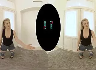 Blonde kay carter is intrigued by the new swing in the room