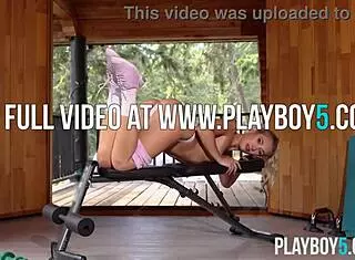 Canadian Blonde Playboy Model Sky Pierce Strips Naked