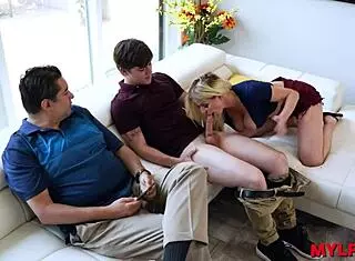 Father Shares His Classy Bombshell Wife With Stepson