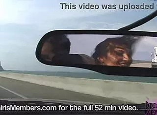 topless in my convertible flashing big tits over the skyway bridge 😍