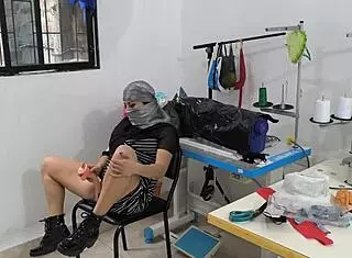 indian seamstress masturbates deliciously in the clothing workshop