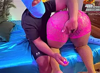 Cute BBW teases with pigtails and vibrator