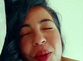 Gorgeous Latina Strokes Her Big Natural Tits!