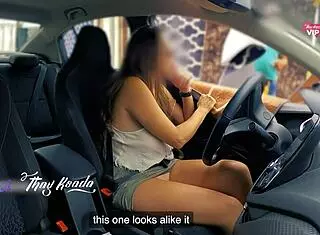 Look at me, no panties or bra, teasing the rug salesman outdoors