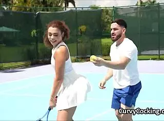 Tennis ends with hot fuck for ebony cutie and big black cock!