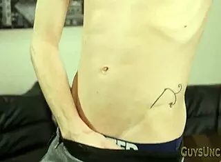 uncut twink solo tugging his dick in high definition