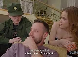 Russian Wife's Pussy Banged in Front of Military Guard of Honor, Cuckold Watches Anal Action