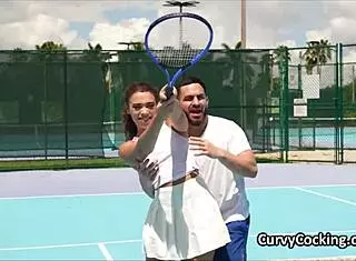 Tennis ends with hot fuck for ebony cutie and big black cock!