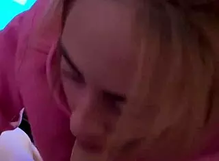 Hoodie facial cumshot after sloppy blowjob