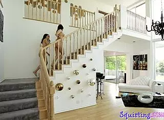 strapon fucking lesbian babe squirts during fingering on bed