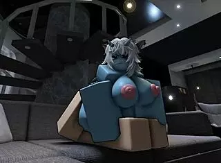 Just bending over for rough Roblox sex with a fiery hot demon.