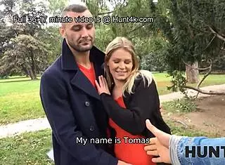 Hunt4k Pregnant Girl in Red Drilled for Cash