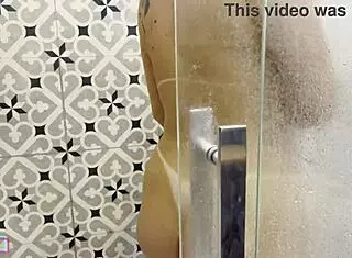 latina with big natural tits hints at wanting sex after washing her pussy