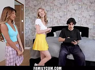 Stepsister And Bestie Tease Stepbro For Monster Cock Threesome 😏🔥