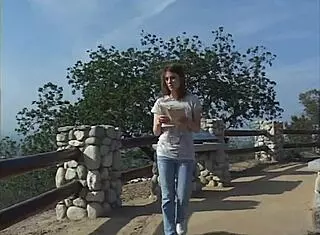 young horny lesbian coeds play with dildos outdoors as nature intended